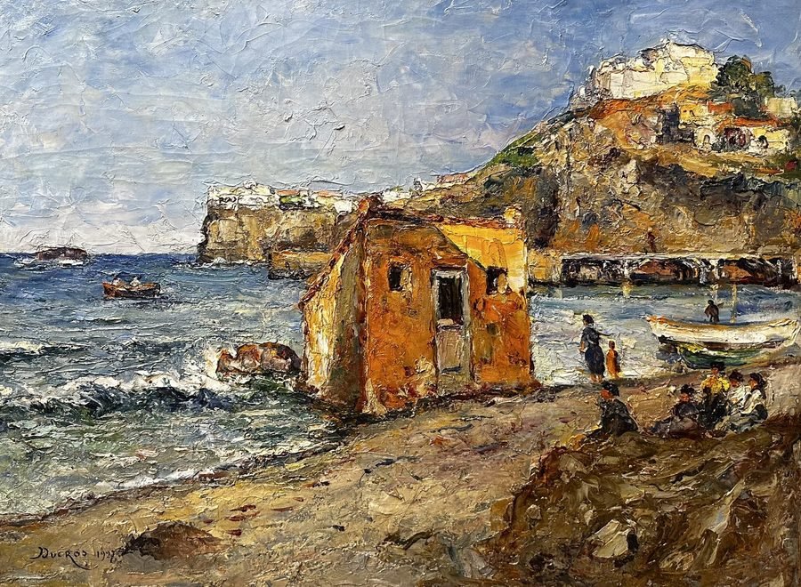 Plage en famille by Edouard Ducros, oil on canvas, 73 × 54 cm